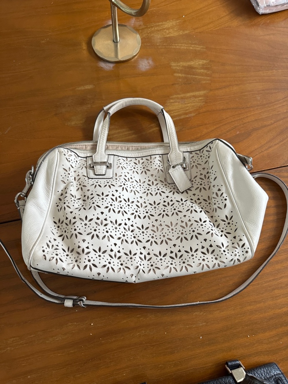 Coach Cream Laser-Cut Leather Satchel